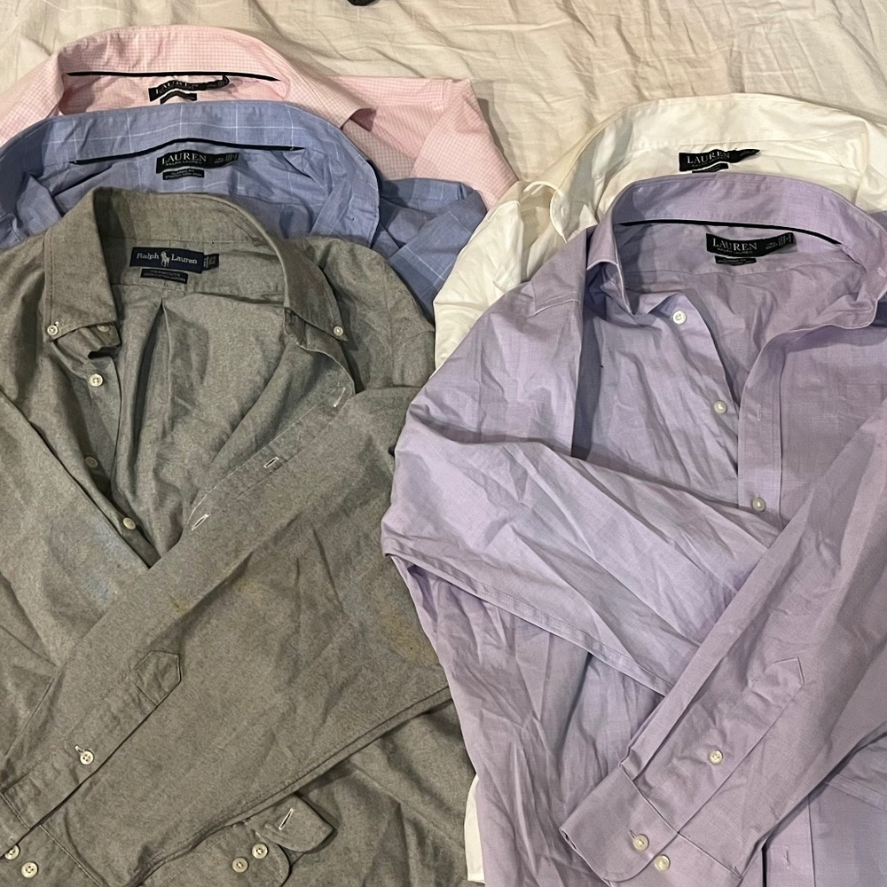 Ralph Lauren Collar Long Sleeve Dress Shirts - Size 17.5 + 36/37